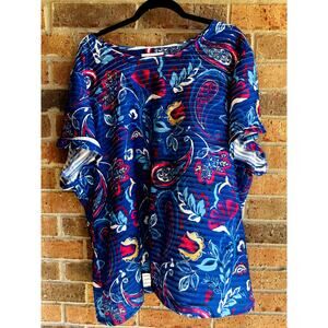 Allison Daley Womens Multicolor Paisley Round Neck Short Sleeve Tops Size 3X NWT